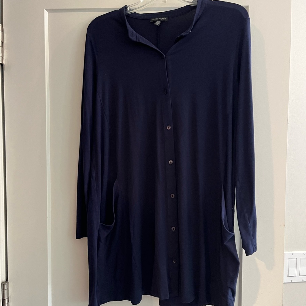 Eileen Fisher Button Down Tunic Navy Blue (Med)